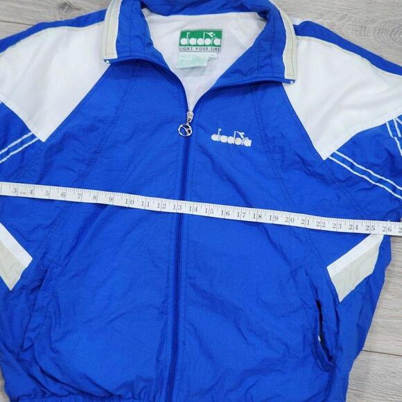 Vintage Diadora Jacket Mens XL blue And White Full Zip 80s Track - Picture 6 of 6